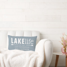 Almofada Lombar Rustic Dusty Blue Lake Life Personalizado