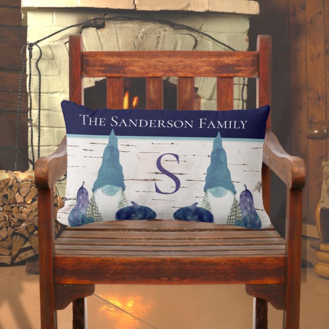 Almofada Lombar Rustic Fall Autumn Gnomo Marinho Dusty Bombas Azui (Criador carregado)