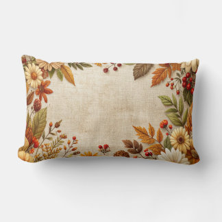 Almofada Lombar Rustic Fall Flowers Border Cushion - Vintage Autum