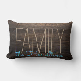 Almofada Lombar Rustic FAUX WOOD Chic Family Monograma BLUE