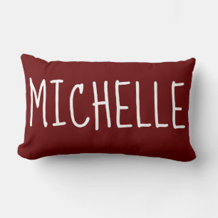 Almofada Lombar Rustic Modern Chic Burgundy Add Name