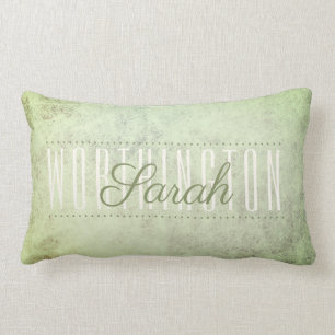 Almofada Lombar Rustic Sage Green Textled Nome Monograma