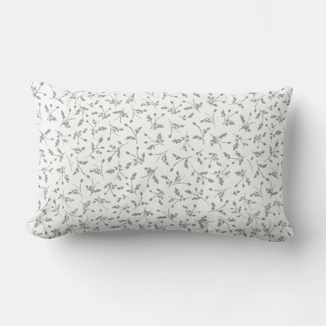 Almofada Lombar Sage Green Modern Farmhouse Daisy Buds Pattern (Frente)