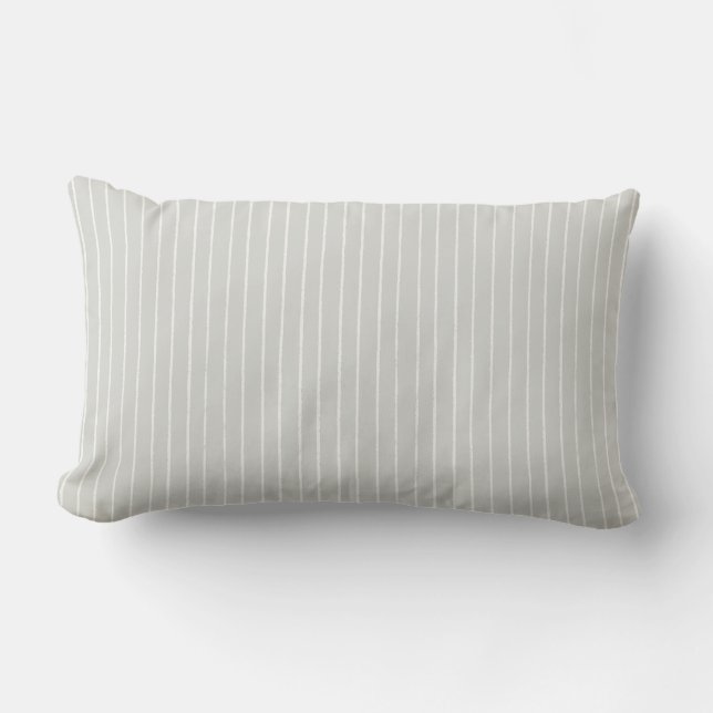 Almofada Lombar Sage Grey Cream Stripe Minimalist Pattern (Frente)