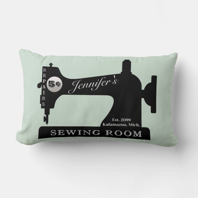 Almofada Lombar Sala de Máquinas de Costurar Presente com Sewing Q (Frente)