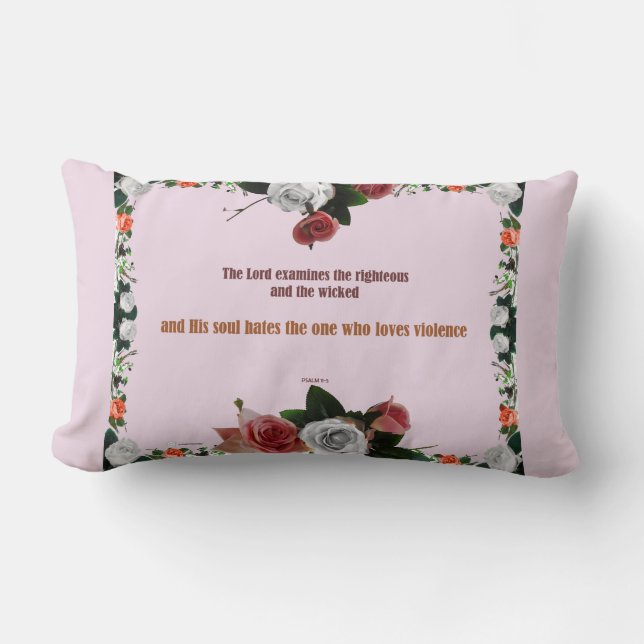 Almofada Lombar Salmo 11:5, Sem Violência (Frente)