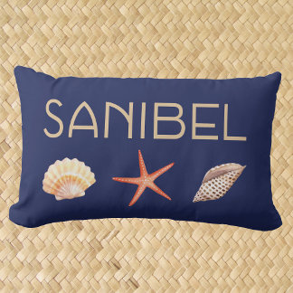 Almofada Lombar Sanibel Island Florida com conchas