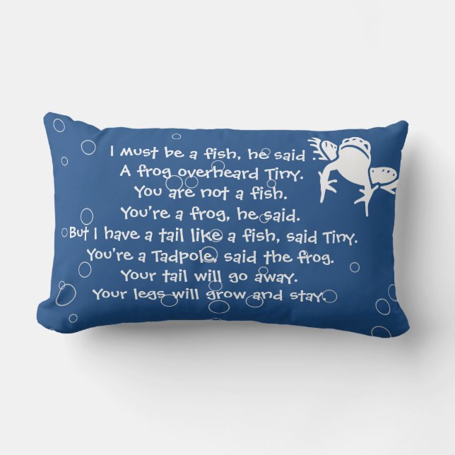 Almofada Lombar sapos brancos sobre história azul hora da cama nap (Frente)