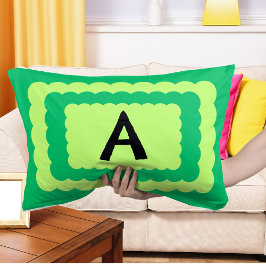 Almofada Lombar Scallop Alphabet Monogramas design verde escallota