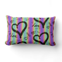 Scribble Love Xoxo Heart Stripe Travesseiro decora