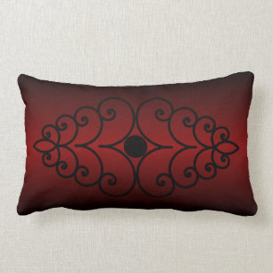 Almofada Lombar Scrollwork na obscuridade - inclinação vermelho