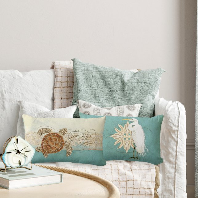 Almofada Lombar Sea Turtle Modern Coaster Ocean Beach Swirls Estil (Criador carregado)