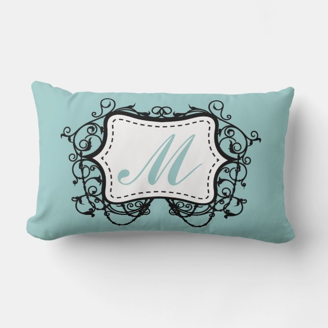 Almofada Lombar Seafoam Green Monogrammed (Frente)