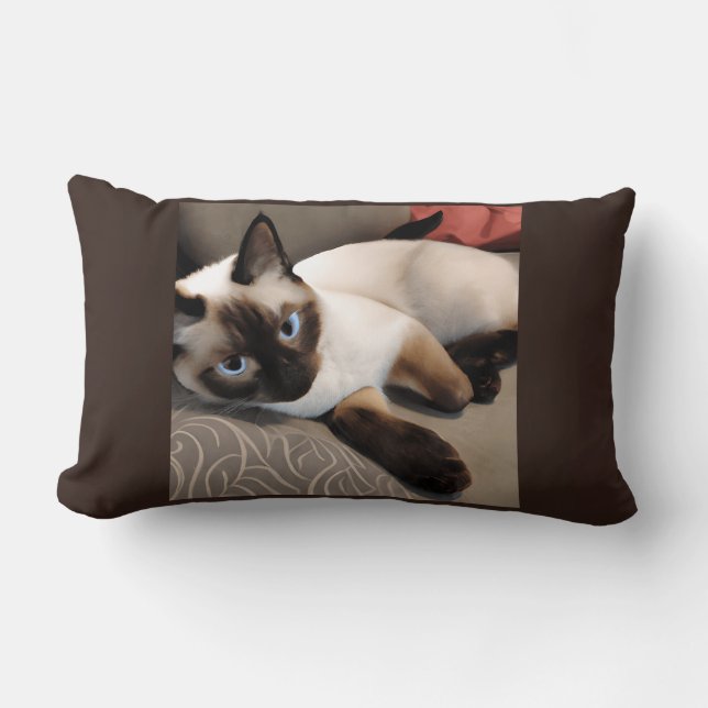 Almofada Lombar Seal Point Retrato Digital Siamese (Frente)