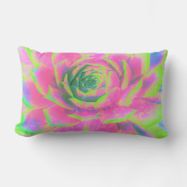 Almofada Lombar Sedum Rosette verde limão e Suculente Rosa