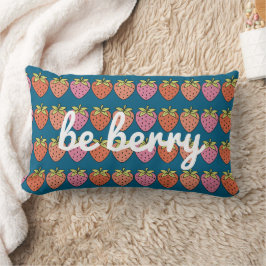Almofada Lombar Seja Berry Strawberry Patterno com fundo de chá