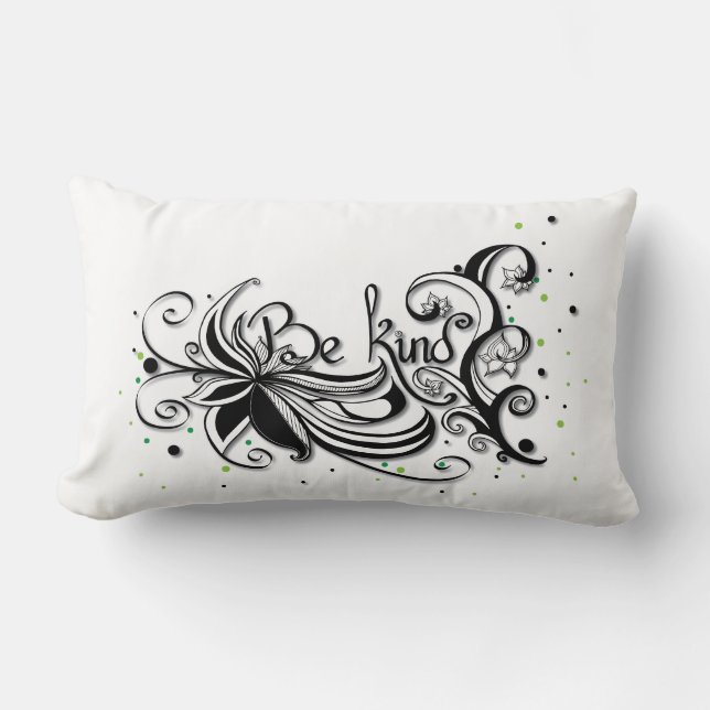 Almofada Lombar SEJA GENTIL! Citação de caligrafia inspiradora (Frente)