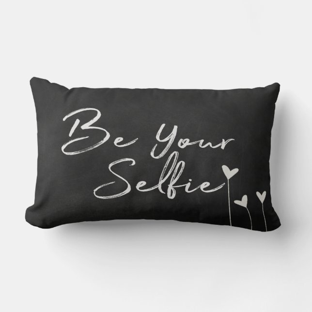 Almofada Lombar Seja Seu Selfie texto em quadro-negro (Frente)