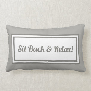 Almofada Lombar Sente-Se E Relaxe! Cinza e branco