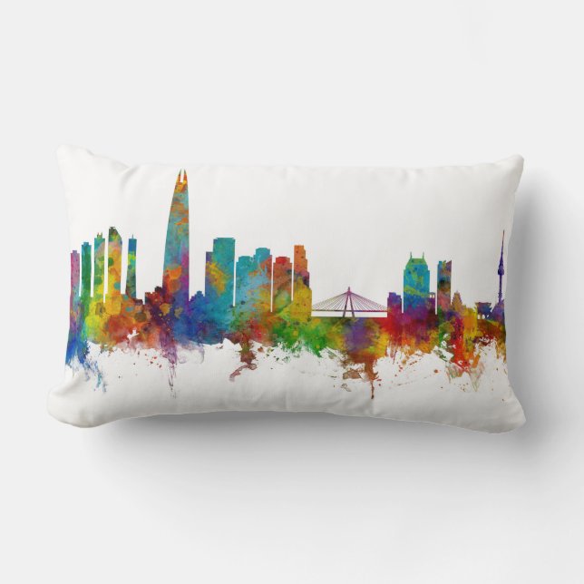 Almofada Lombar Seoul Skyline Coreia do Sul (Frente)