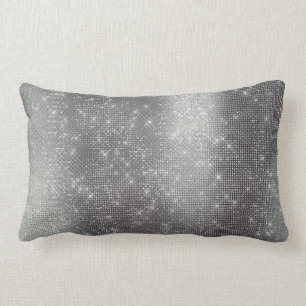 Almofada Lombar Sequin Sparkly metálico da grafite monocromática