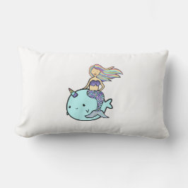 Almofada Lombar Sereia com Cabelo Arco-Íris Pet Narwal
