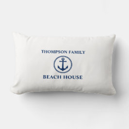 Almofada Lombar Seu nome é Beach House Sea Anchor Marinho em Branc