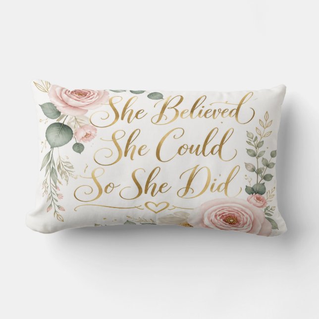 Almofada Lombar She Believed She Could Pillow (Frente)