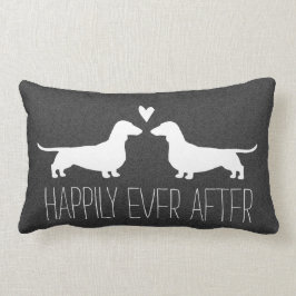 Almofada Lombar Silhuetas de Dachshund com Lover de Cachorro Coraç