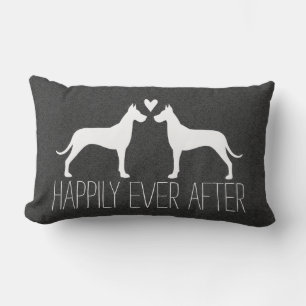Almofada Lombar Silhuetas de Great Dane Casal Feliz Personalizad