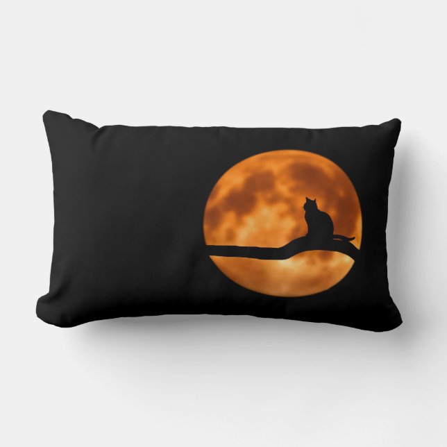 Almofada Lombar Silhute de um Gato Negro em uma Árvore (Frente)