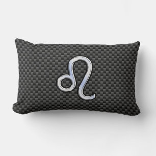 Almofada Lombar Silver Leo Zodiac Símbolo Carbono Fibra de Carbon
