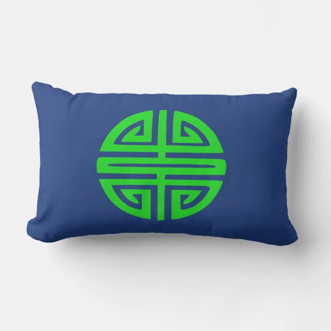 Almofada Lombar Símbolo de prosperidade chinês verde (Frente)