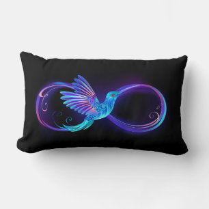 Almofada Lombar Símbolo Neon Infinity com Hummingbird brilhante