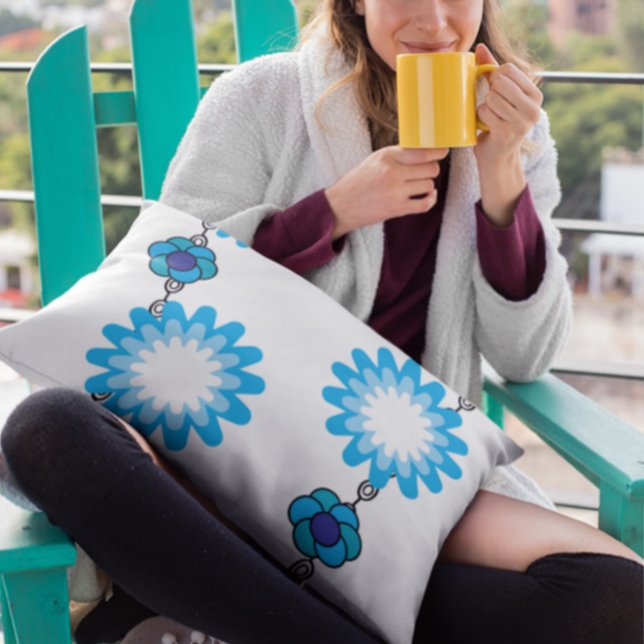 Almofada Lombar Simetria pétala Geométrica Azul do Flor Feminina (Criador carregado)