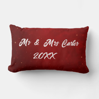 Almofada Lombar  Simple Elegant Couple 1st Christmas Crimson 