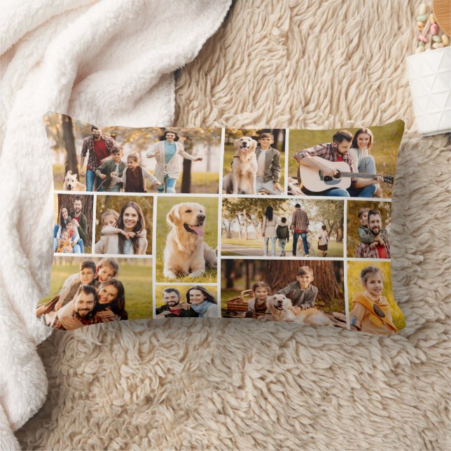 Almofada Lombar Simples de Colagem de Fotos 12 Única (Cobertor)