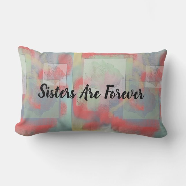 Almofada Lombar Sisters Forever Pastel Rosa Abstrato Sibling (Frente)