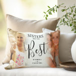 Almofada Lombar "SISTERS" modernos são o melhor protetor de fotos<br><div class="desc">Na moda travesseiro irmã, com 2 fotos personalizadas de sua escolha, que podem ser facilmente baixadas de um computador ou de seu telefone, o texto 'Sisters are the Best' em um roteiro de caligrafia elegante e nome/s. Faz um presente personalizado maravilhoso para sua irmã ou irmãs. O reverso do travesseiro...</div>