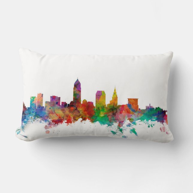 Almofada Lombar Skyline de Cleveland Ohio (Frente)
