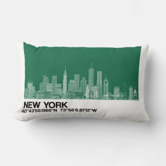 Almofada Lombar Skyline de Nova York + Coordenadas em Cushion Verd