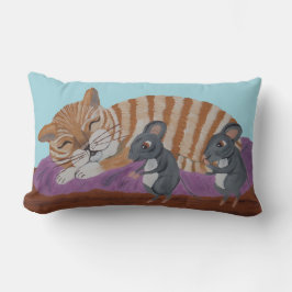 Almofada Lombar Sleeping Cat with Sneaky Mice Throw Pillow