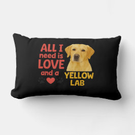 Almofada Lombar Só preciso de amor e de um laboratório amarelo