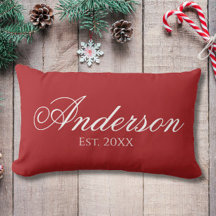 Almofada Lombar Sobrenome Personalizado - Natal Vermelho