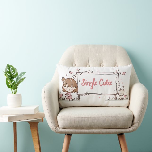 Almofada Lombar Solteiro Cutie Girl and Cat (Cadeira)