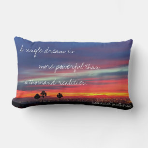 Almofada Lombar Solteiro Dream Quote Laranja Azul Sunset Foto