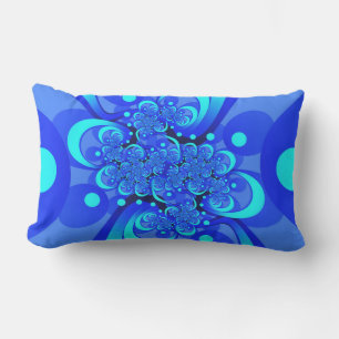 Almofada Lombar Sombras da Arte Fractal Abstrato Moderna Azul