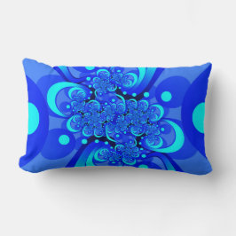 Almofada Lombar Sombras da Arte Fractal Abstrato Moderna Azul