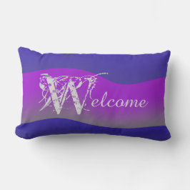 Almofada Lombar Sombras de Púrpura em Blue Outdoor "Bem-vindo"
