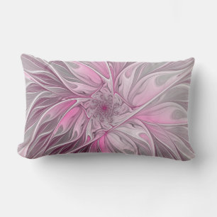 Almofada Lombar Sonho cor-de-rosa da flor do Fractal, teste padrã